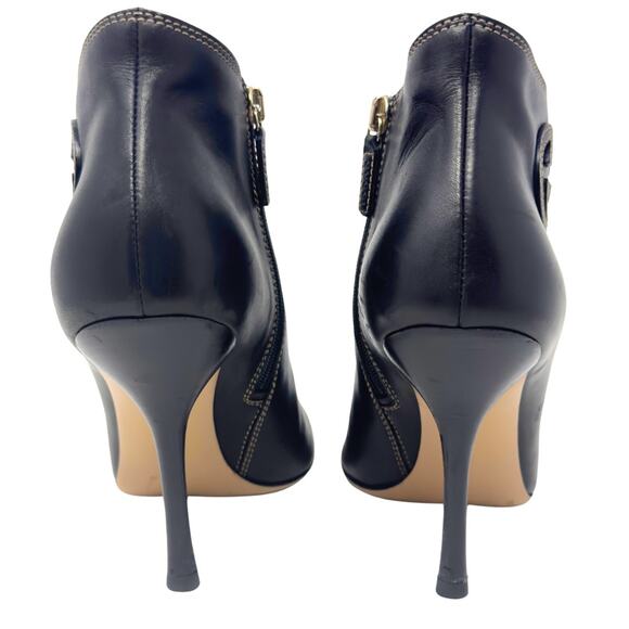 Gucci GG Logo Interlocking Monogram Black Leather High Heels Ankle Boots US 7.5 - Picture 6 of 13